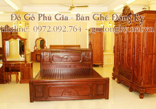 bộ giường cưới gỗ hương giá rẻ